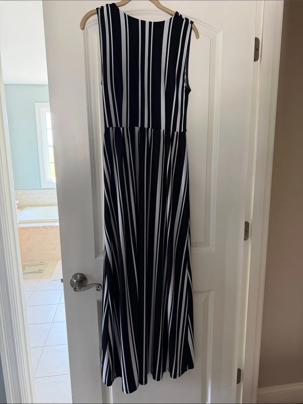 INC International Concepts Black and White Striped High-Low Wrap Dress